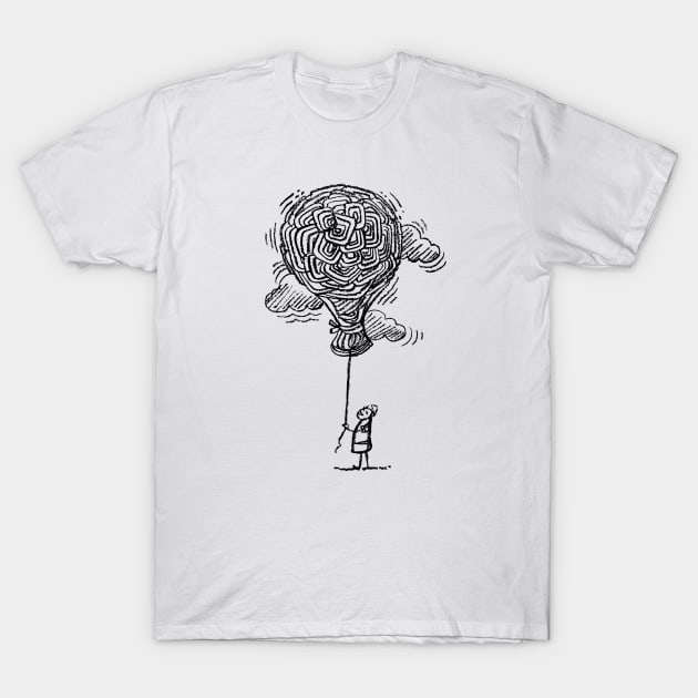 Big Balloon Charcoal Drawing T-Shirt by GeeTee